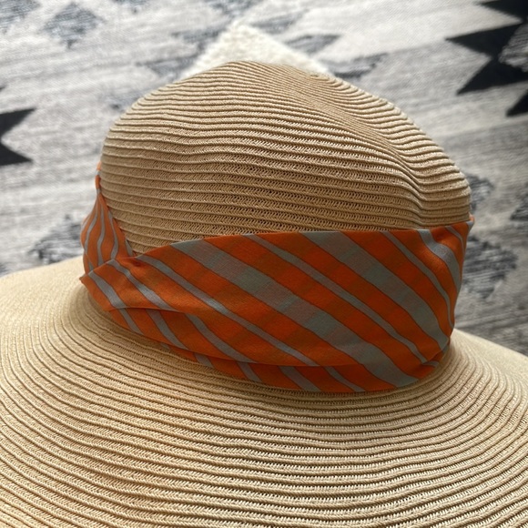 Uniqlo | Marimekko Women's Sun Hat with Orange & Grey Stripe Fabric Band - Picture 10 of 16